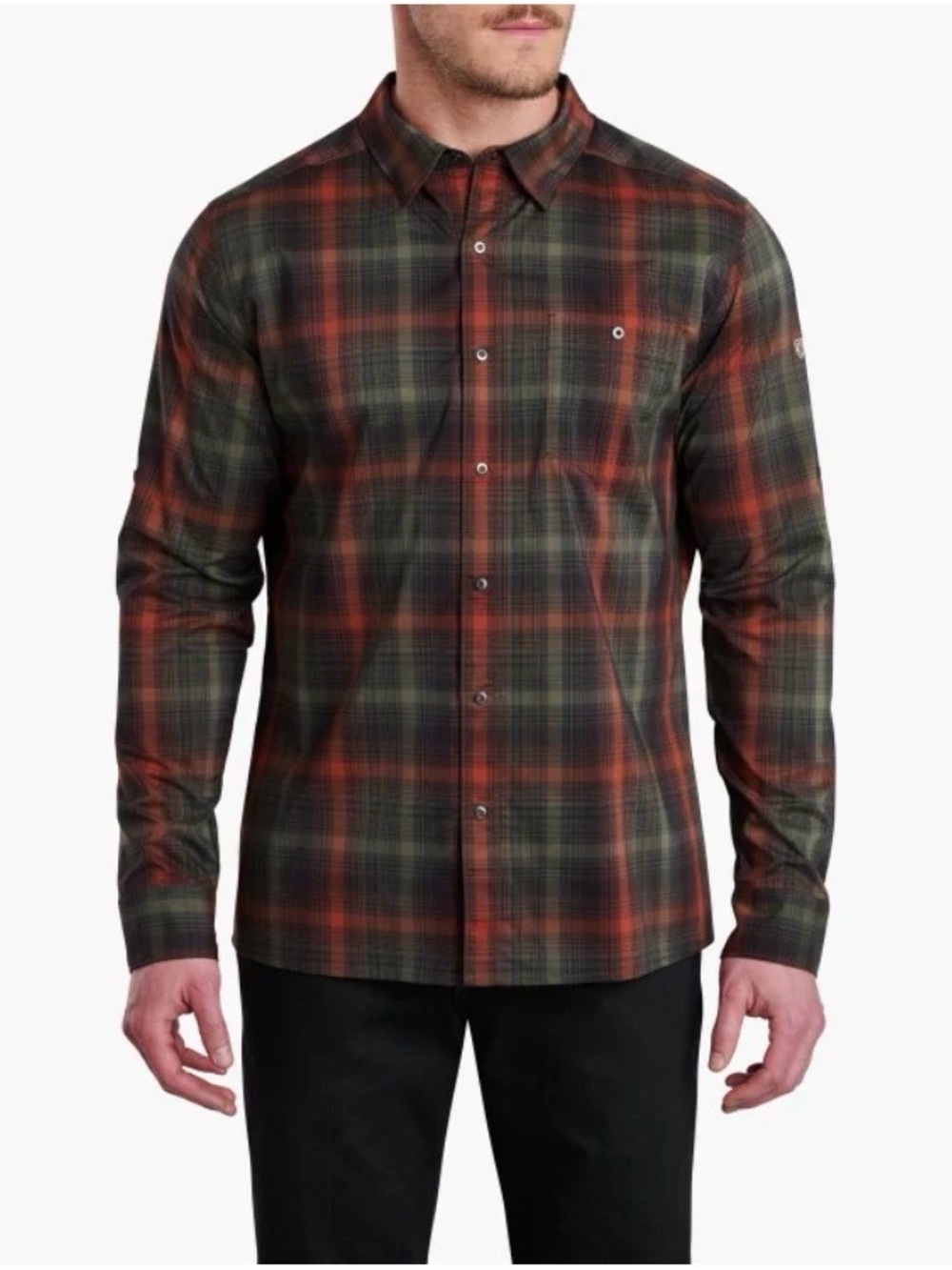 Kuhl Response Lite Shirt Mens XL Plaid Quick Dry SPF Long Sleeve Green Snap